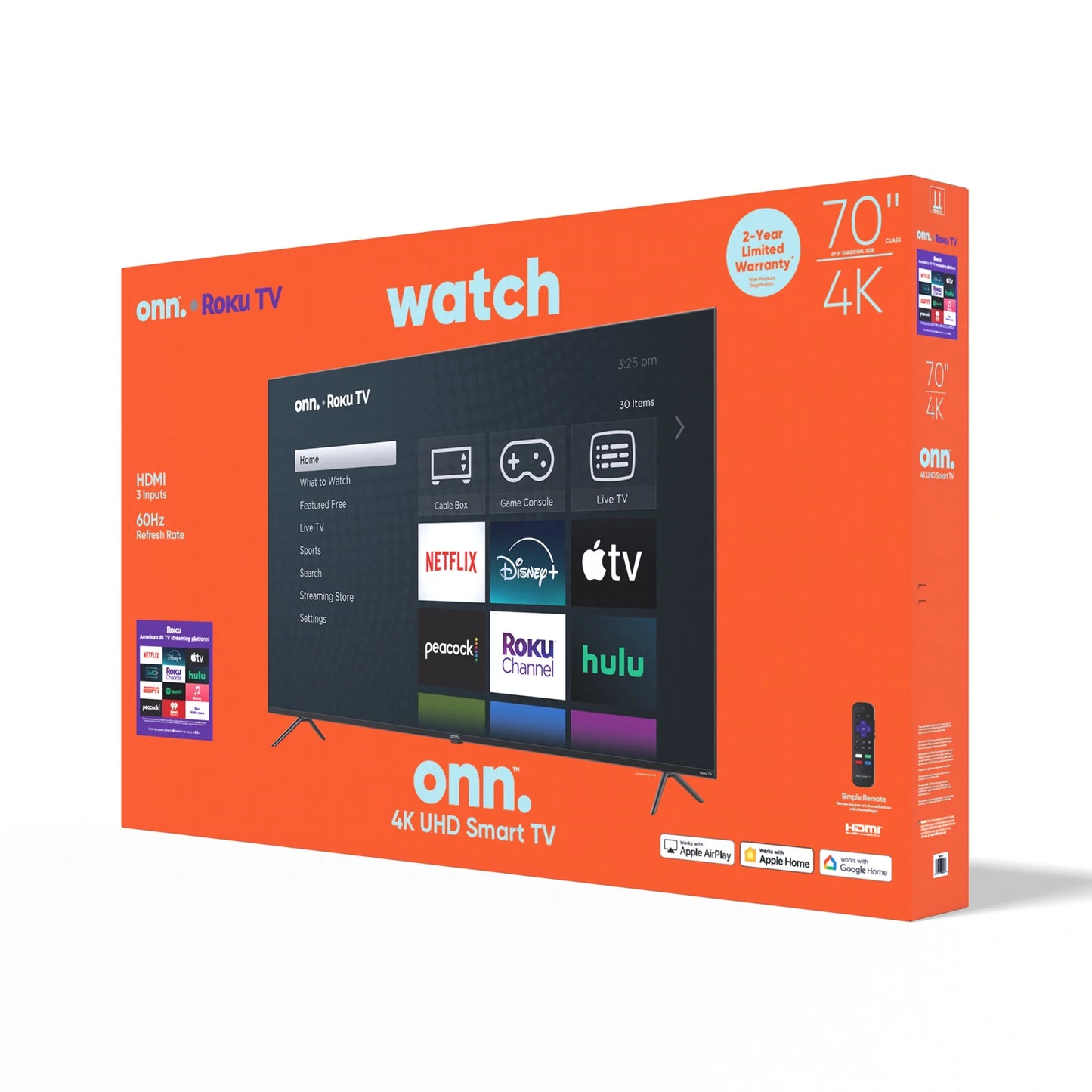 . 70” Class 4K UHD (2160P) LED Roku Smart Television HDR (100012588)