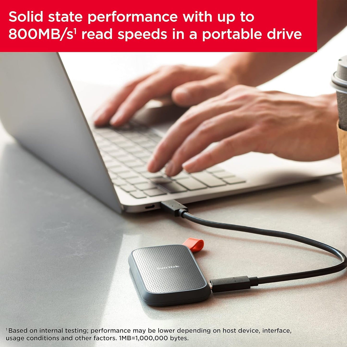 1TB Portable SSD - up to 800Mb/S, USB-C, USB 3.2 Gen 2, Updated Firmware - External Solid State Drive - SDSSDE30-1T00-G26