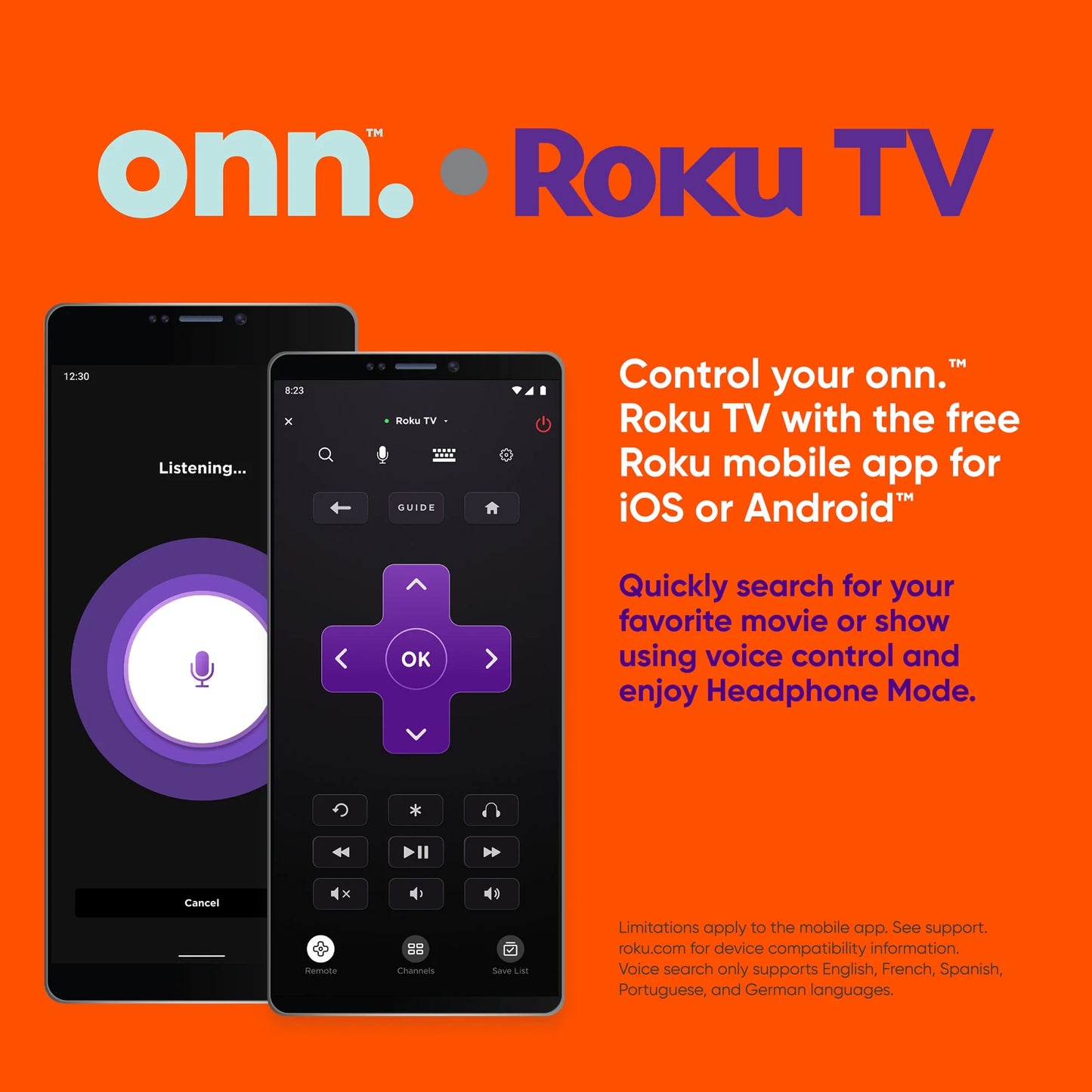 . 70” Class 4K UHD (2160P) LED Roku Smart Television HDR (100012588)